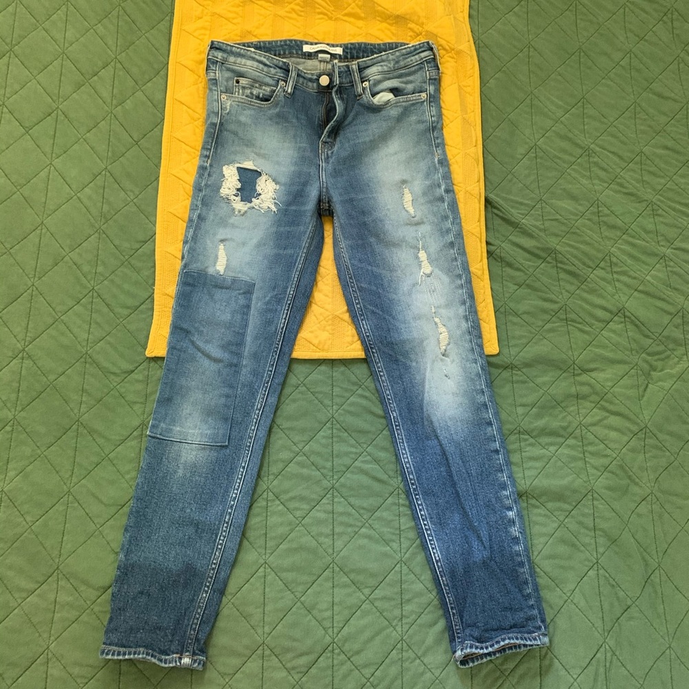 Calvin Klein 30x30 patched ripped jeans